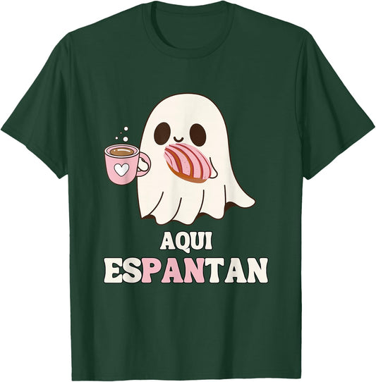 Aqui Espantan - Funny Spanish Halloween Mexican Pan Dulce T-Shirt - T-Shirt | Forest