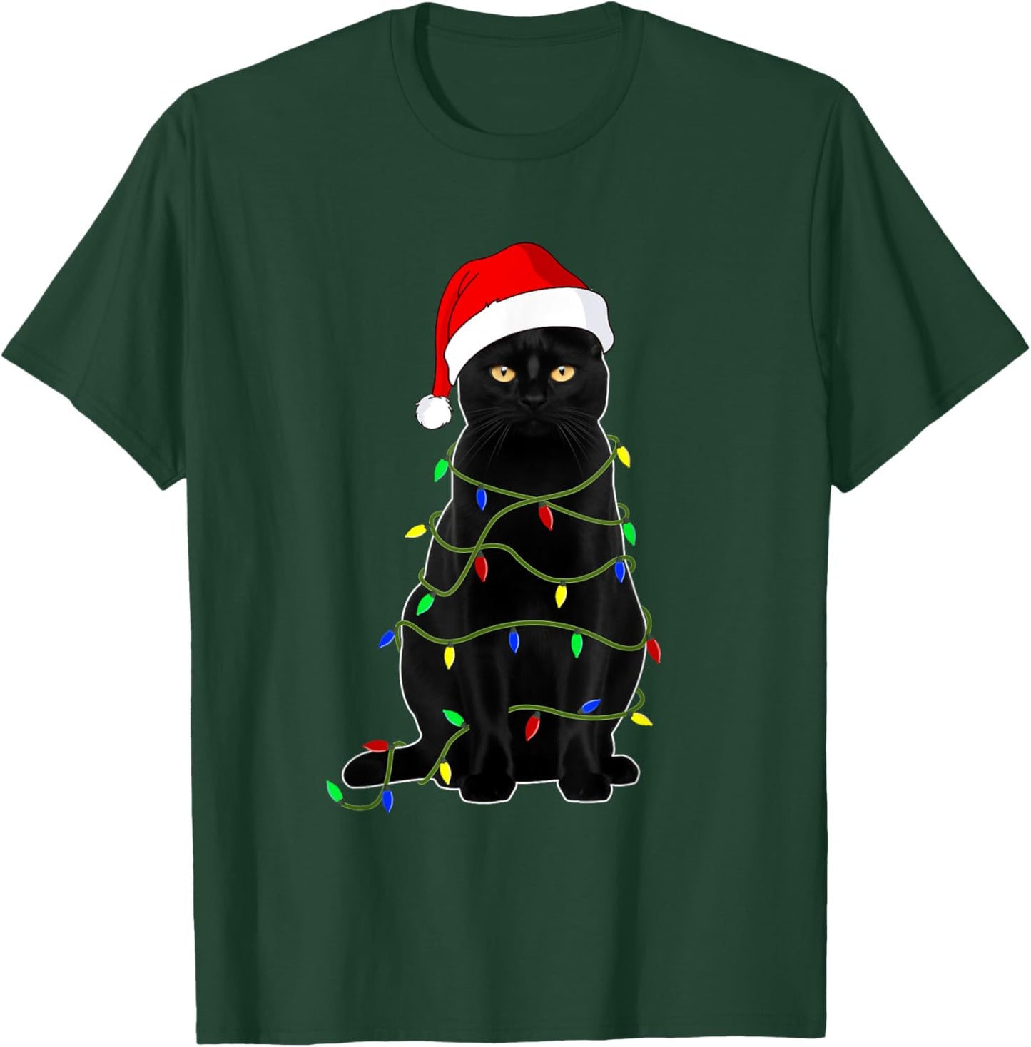 Black Cat Santa Christmas Family Matching Pajamas Xmas Men Women Kids T-Shirt - T-Shirt | Forest