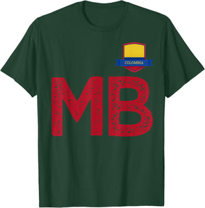 Colombia Human-Flag Letter M and B Colombian T-Shirt - T-Shirt | Forest