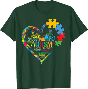 Autism Heart Autism Awareness Support Autism T-Shirt - T-Shirt | Forest