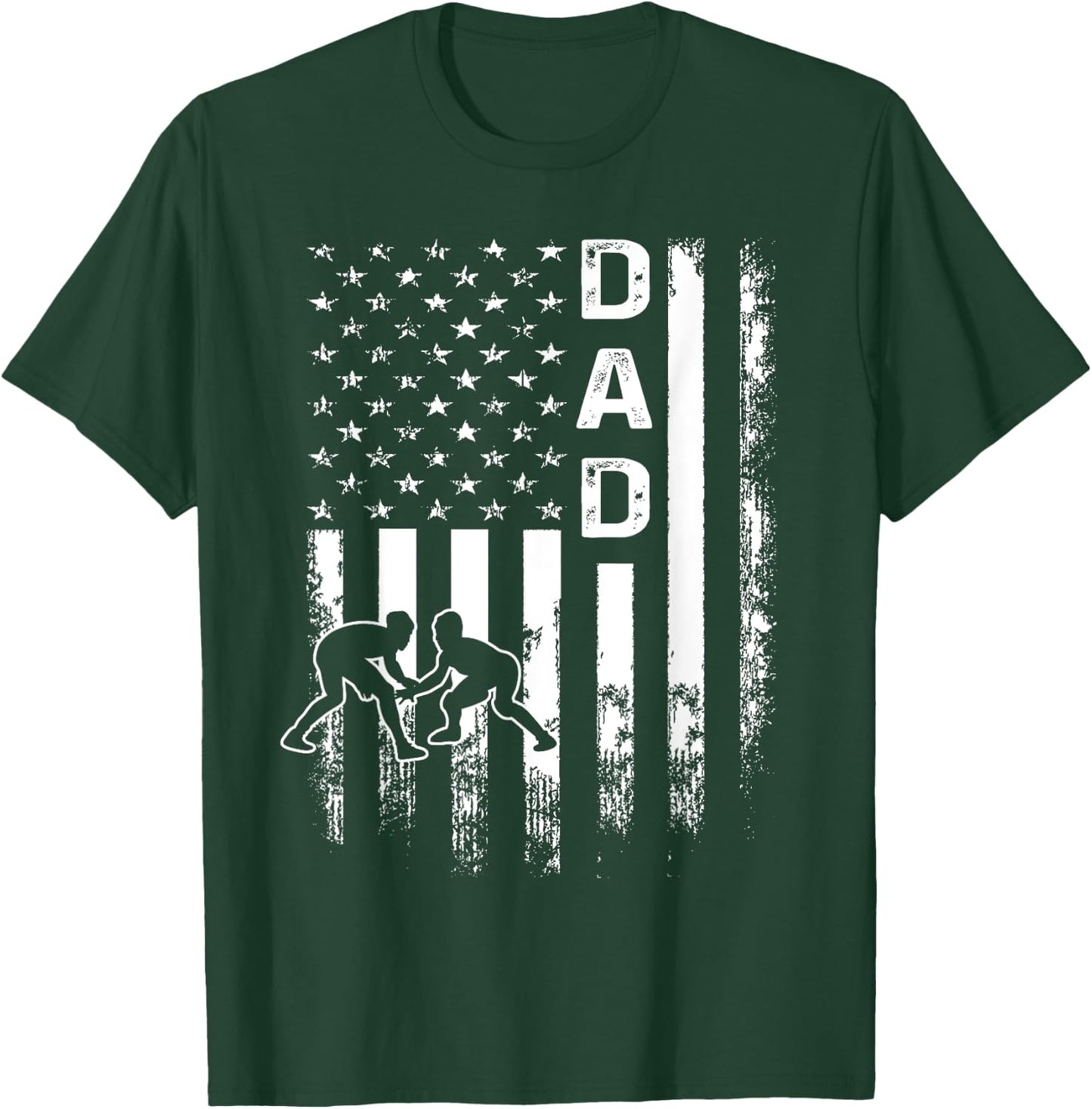 Wrestling Dad American Flag Vintage Christmas Xmas T-Shirt - T-Shirt | Forest
