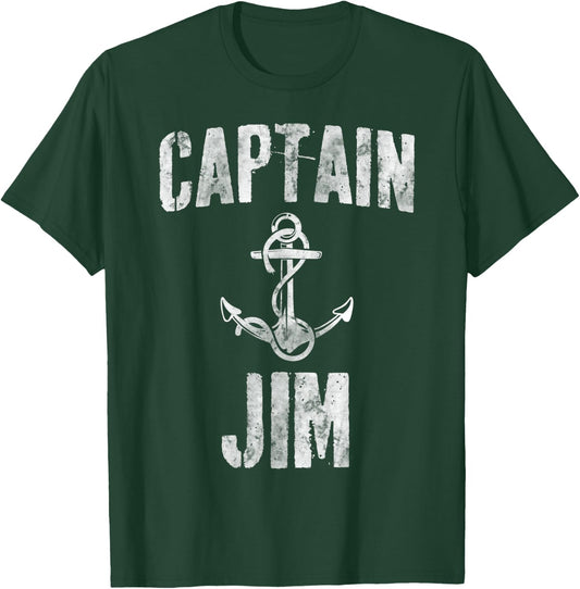 Funny Personalized Boating Shirt First Name Captain Jim T-Shirt - T-Shirt | Forest