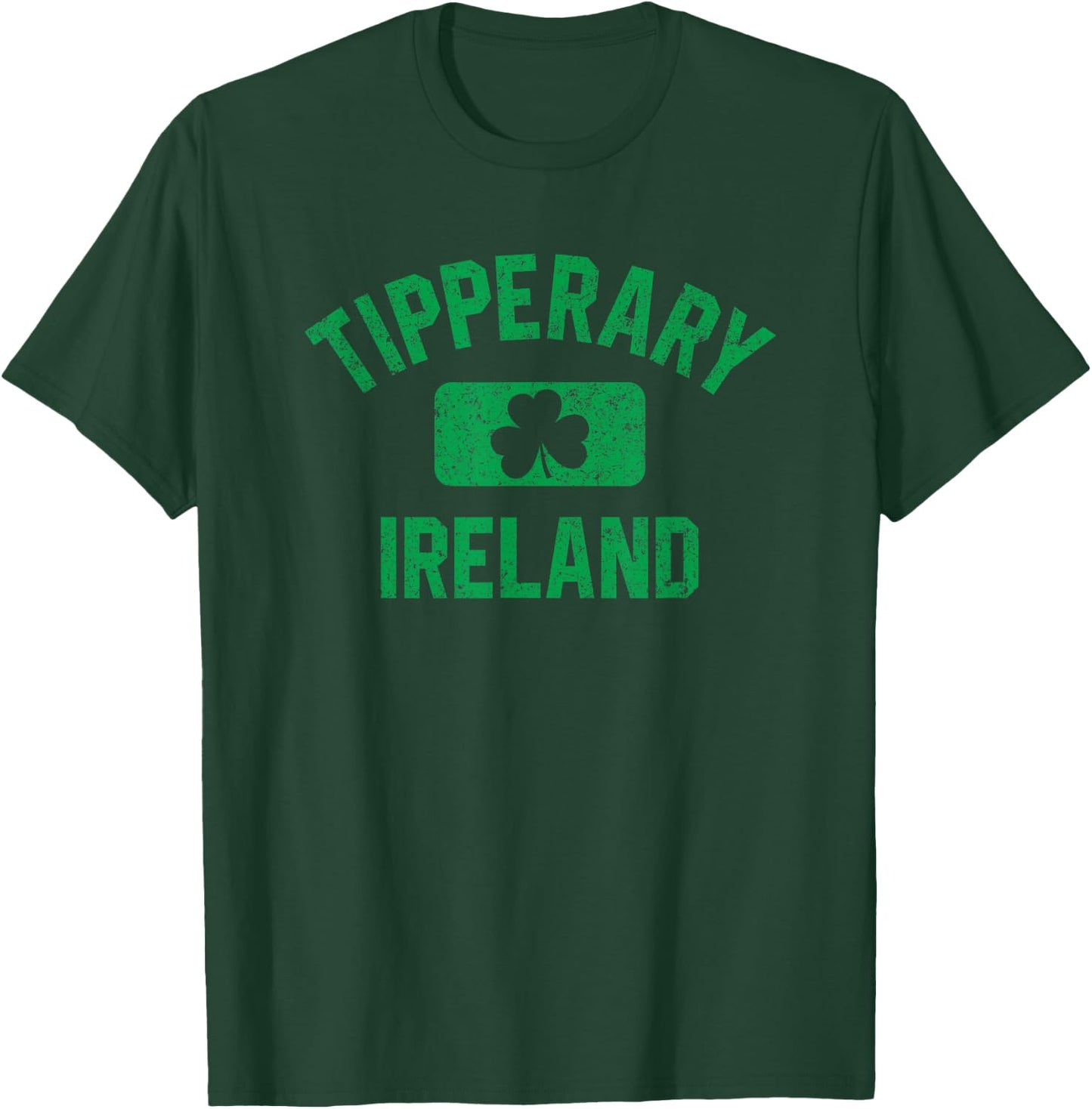 Tipperary Ireland Gym Style Distressed Green Print T-Shirt - T-Shirt | Forest