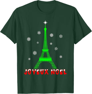 Joyeux Noel French Paris Eiffel Tower Merry Christmas Xmas T-Shirt - T-Shirt | Forest