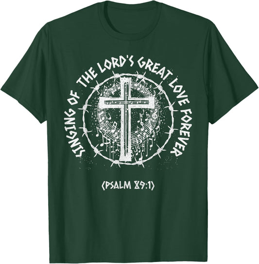 Vintage Bible Verse Psalm 89:1 Christian Music T-Shirt - T-Shirt | Forest