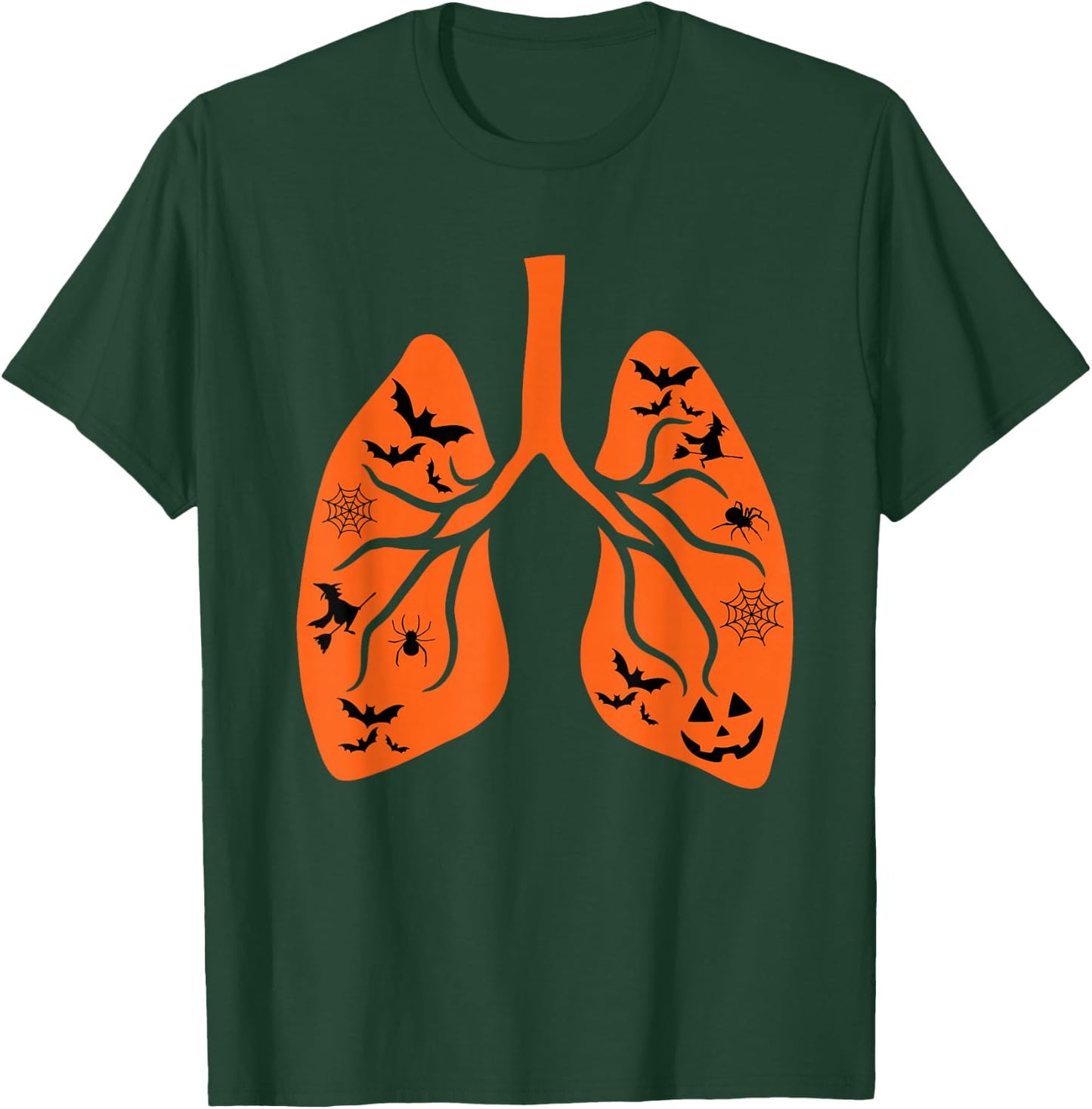 Vintage Respiratory Therapist RT Lung Pumpkin Bats Halloween T-Shirt - T-Shirt | Forest