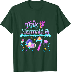 This Mermaid is 7 Years Old 7th Girls Birthday Party Kids T-Shirt - T-Shirt | Forest