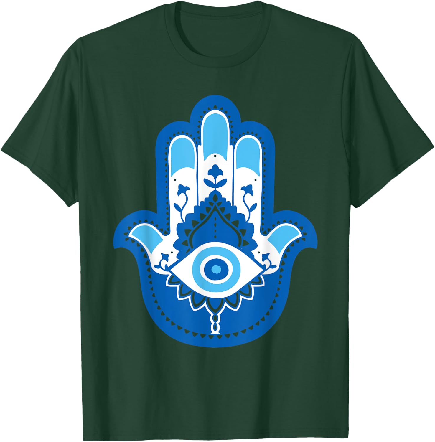 Hamsa Fatima Hand Yoga Graphic T-Shirt - T-Shirt | Forest