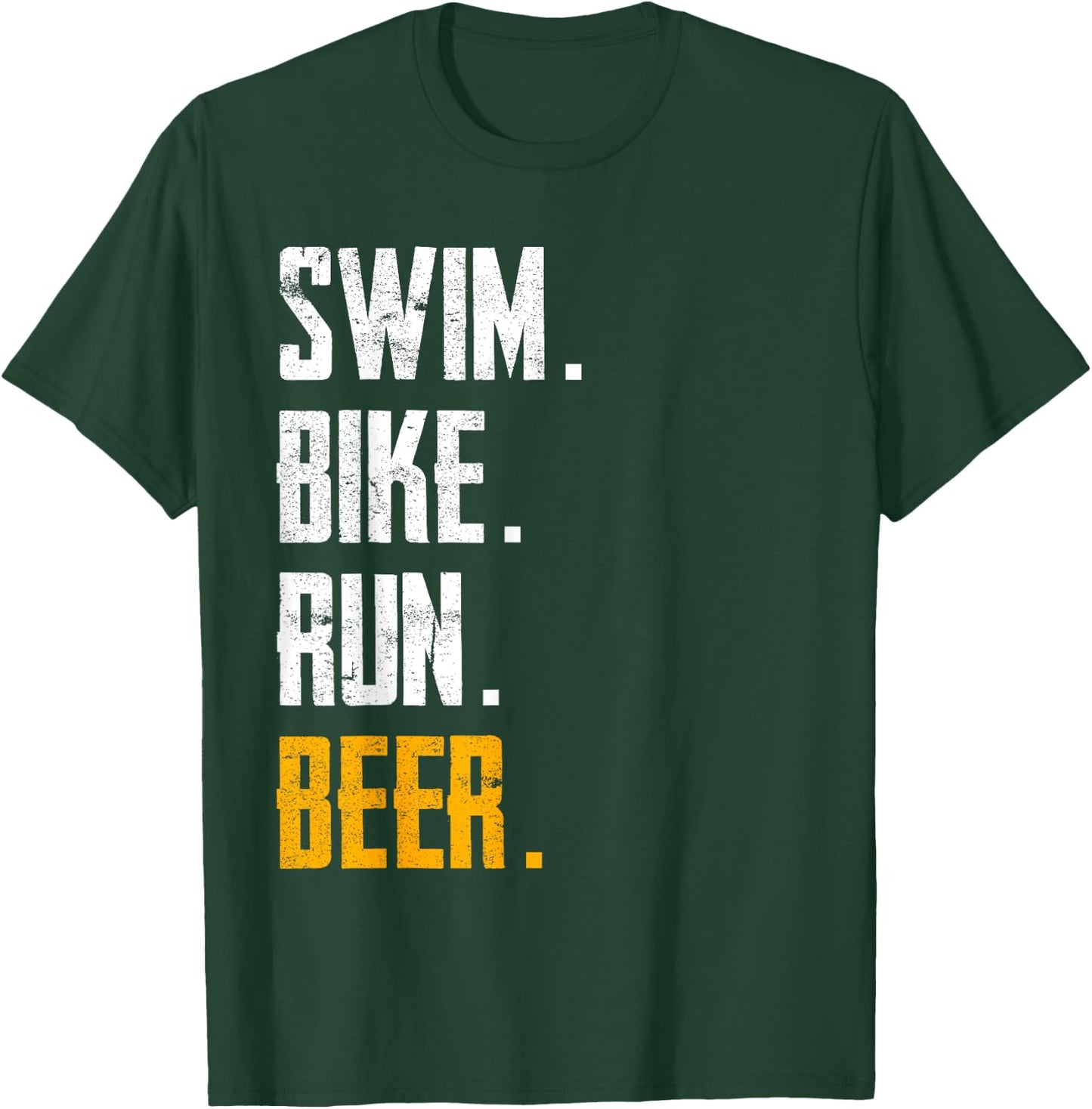 Swim Bike Run Beer Funny Triathlon T-Shirt - T-Shirt | Forest