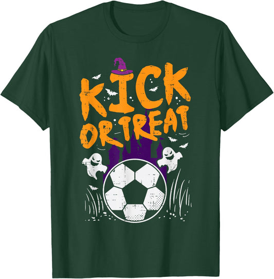 Halloween Soccer Kick Or Treat Football Costume Boys Kid Men T-Shirt - T-Shirt | Forest