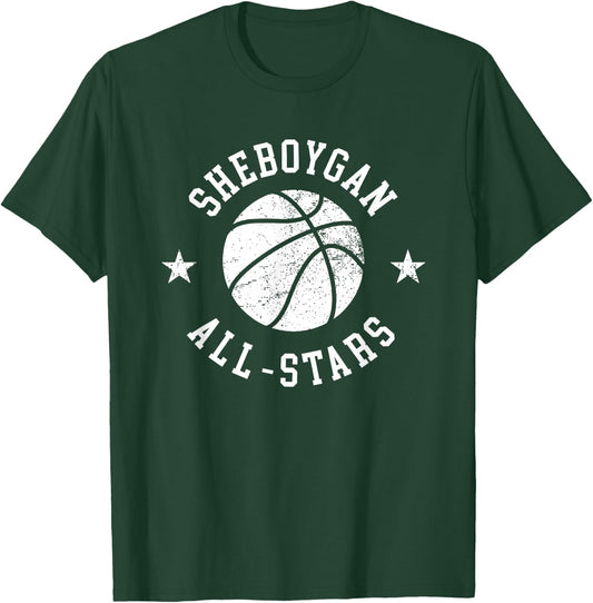 Sheboygan Vintage All-Stars Retro 80s Basketball T-Shirt - T-Shirt | Forest