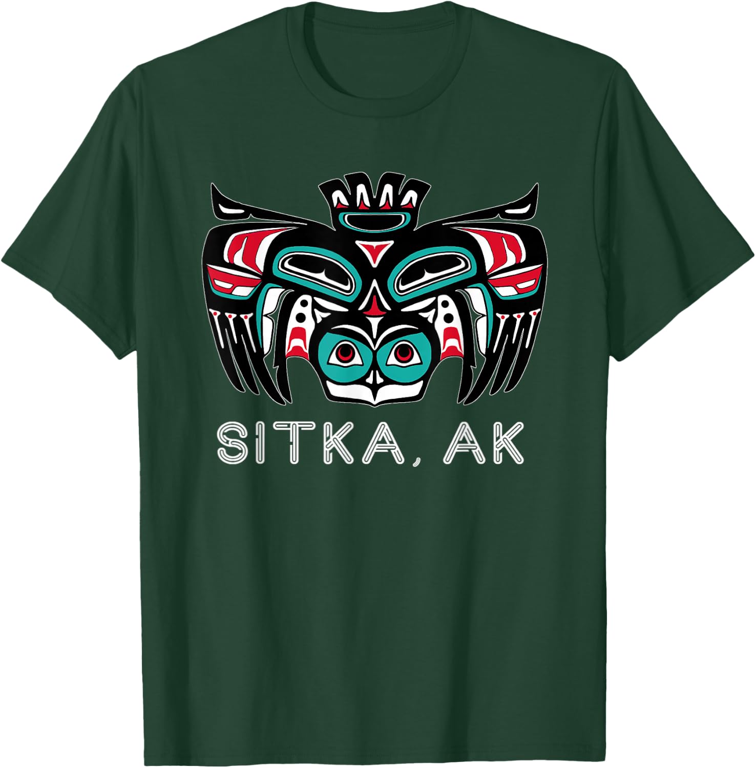 Sitka Alaska Native American Art Style Tlingit Owl Spirit T-Shirt - T-Shirt | Forest