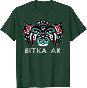 Sitka Alaska Native American Art Style Tlingit Owl Spirit T-Shirt - T-Shirt | Forest