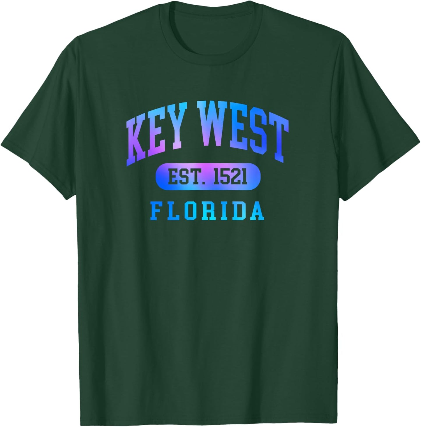 Key West Florida Colorful Arched Text Vacation Souvenir T-Shirt - T-Shirt | Forest