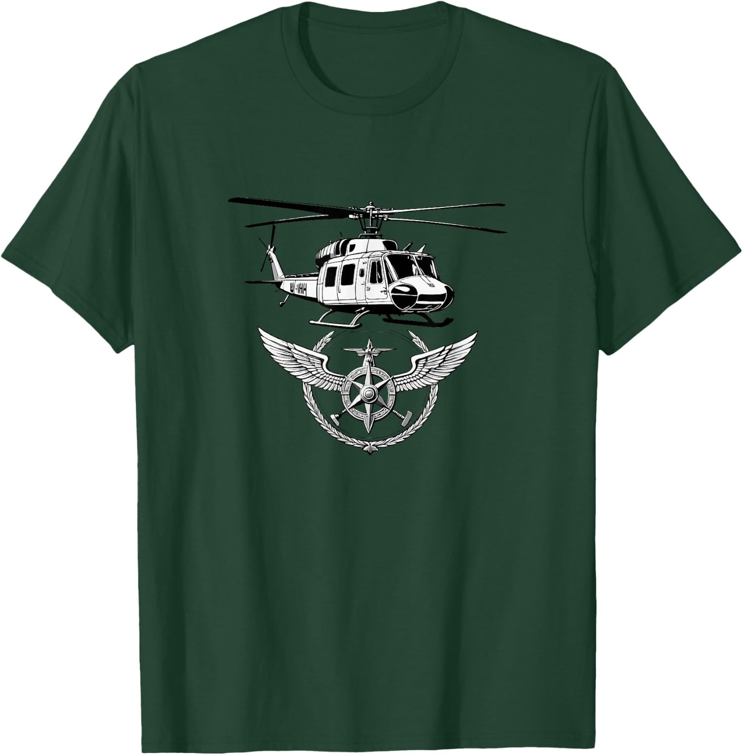 UH-1 Huey Retro Helicopter Vintage Vietnam Chopper T-Shirt - T-Shirt | Forest