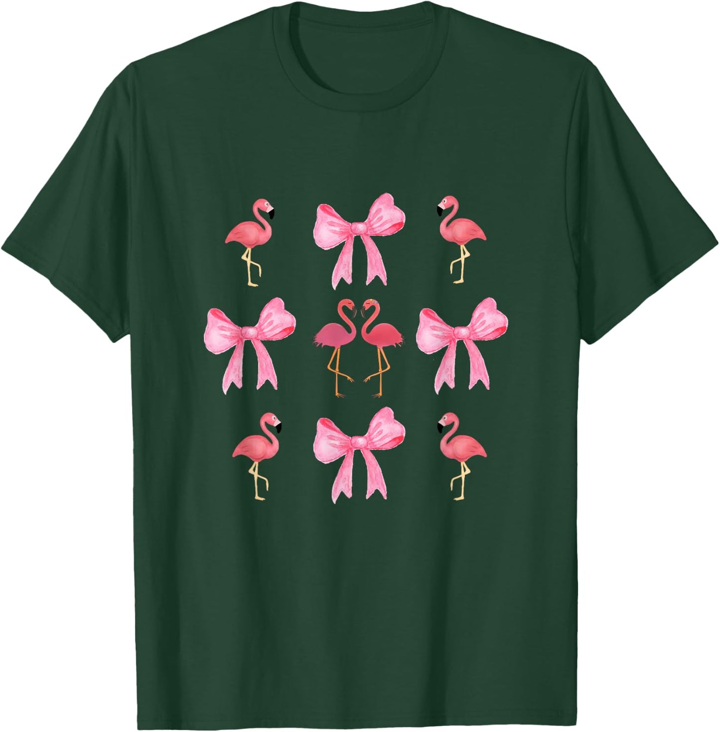 Pink Bows Cute Coquette Flamingo y2k Girl Aesthetic bow T-Shirt - T-Shirt | Forest