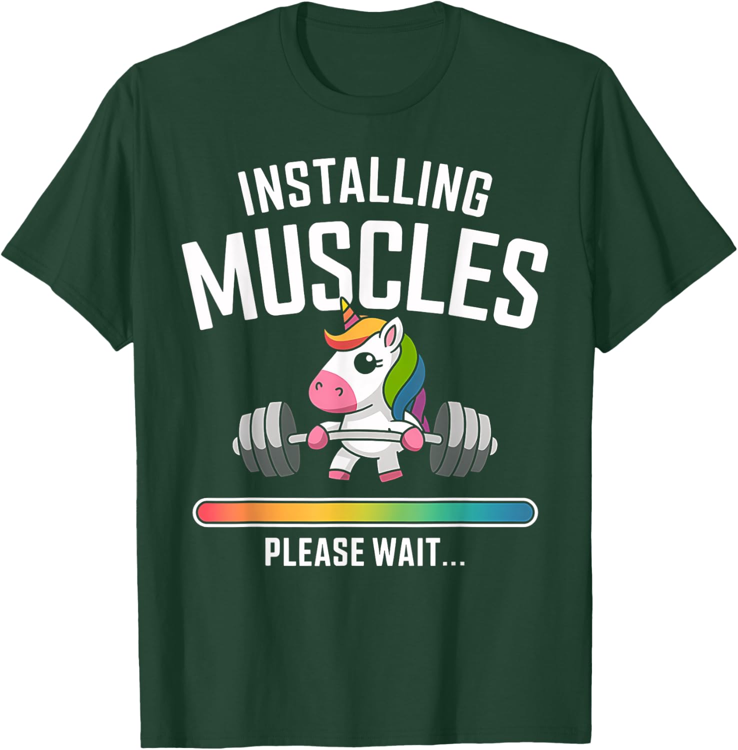 Unicorn Gym Workout Installing Muscles Fitness Girl Unicorn T-Shirt - T-Shirt | Forest