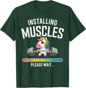 Unicorn Gym Workout Installing Muscles Fitness Girl Unicorn T-Shirt - T-Shirt | Forest