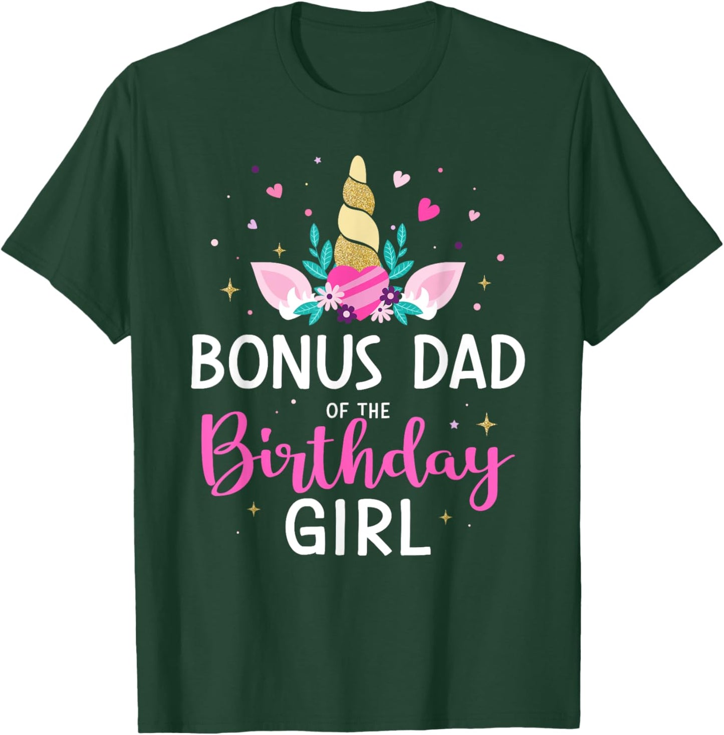 Bonus dad of the birthday girl matching family unicorn party T-Shirt - T-Shirt | Forest