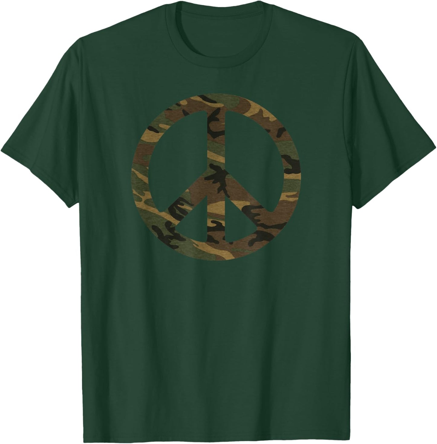 Camo Camouflage Peace Sign Army Peace Symbol Design T-Shirt - T-Shirt | Forest