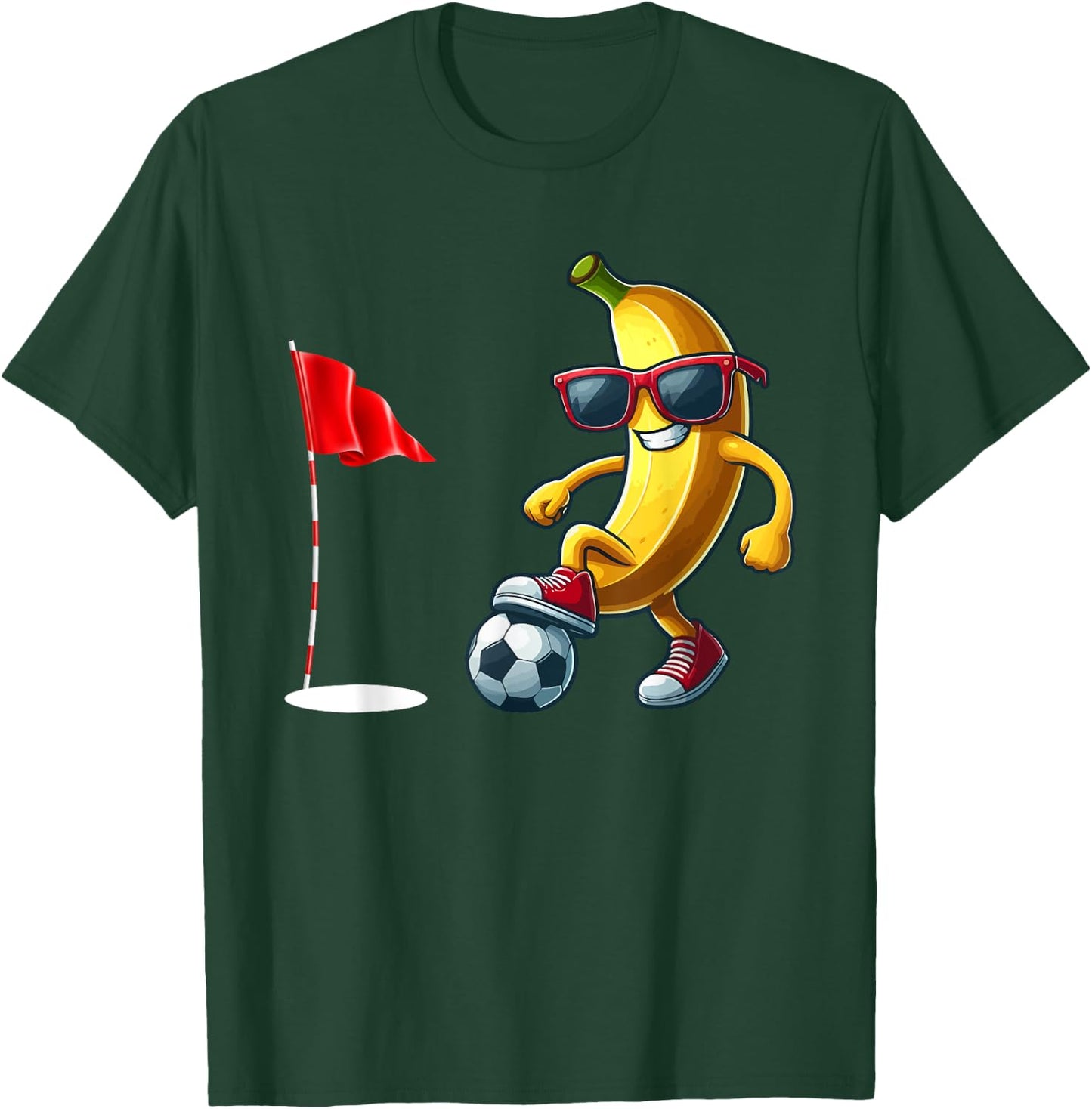 Banana Sunglasses Playing Footgolf Funny Fruit Sport Player T-Shirt - T-Shirt | Forest
