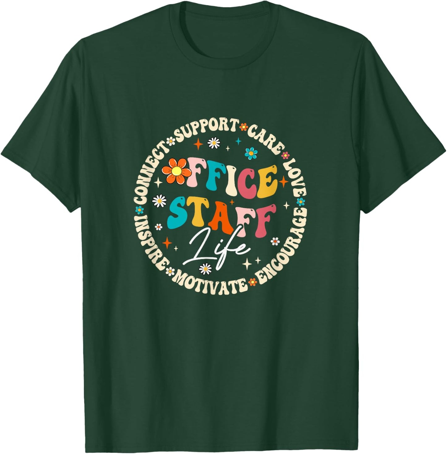 Office Staff Life Appreciation Week Back To School Groovy T-Shirt - T-Shirt | Forest