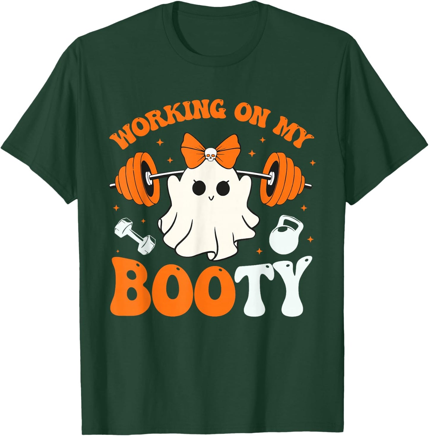 Funny Working On My Booty Ghost Boo Gym Ghost Pun Halloween T-Shirt - T-Shirt | Forest