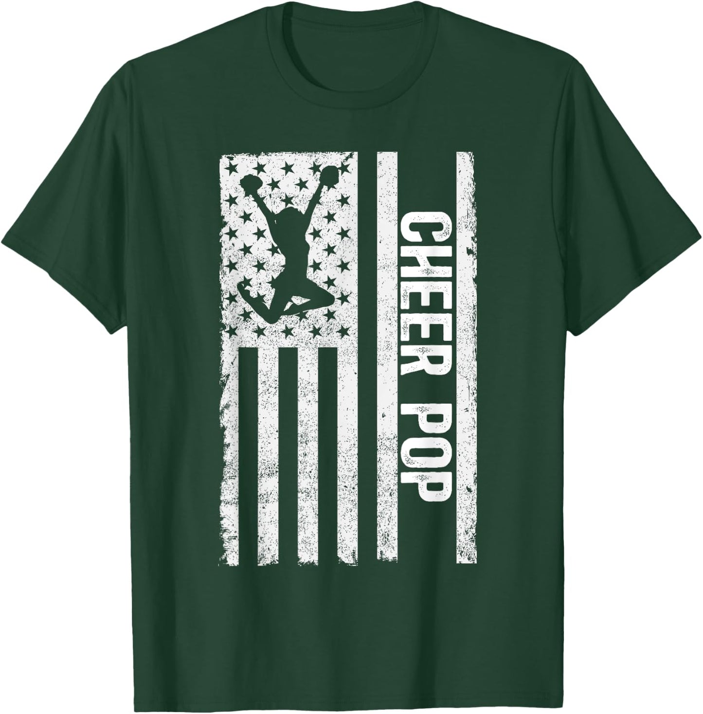 Cheer Pop Of A Cheerleader Pop US Flag Cheerleading Pop T-Shirt - T-Shirt | Forest