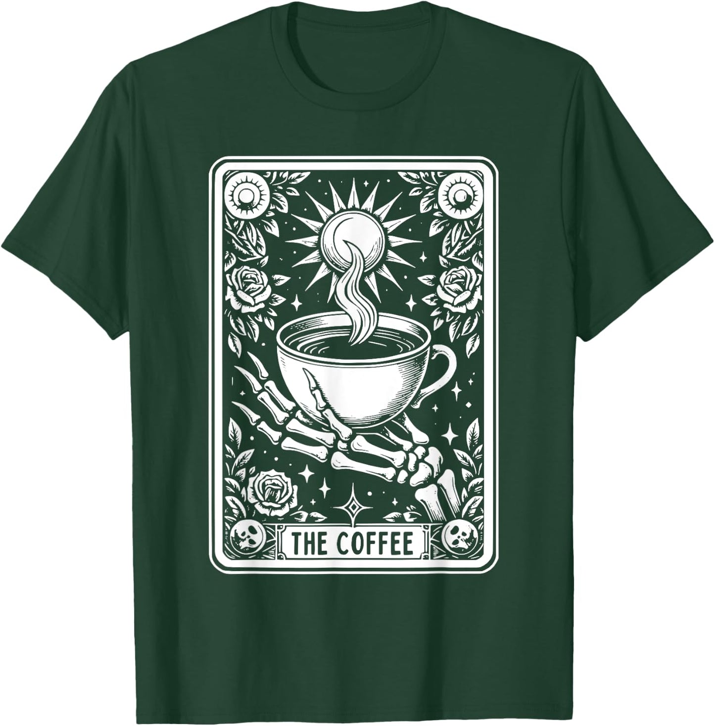 The Coffee Tarot Cards Skeleton Coffee Gifts Tarot Card T-Shirt - T-Shirt | Forest