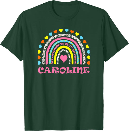 Caroline Colorful Rainbow Design for Girls Name Caroline T-Shirt - T-Shirt | Forest
