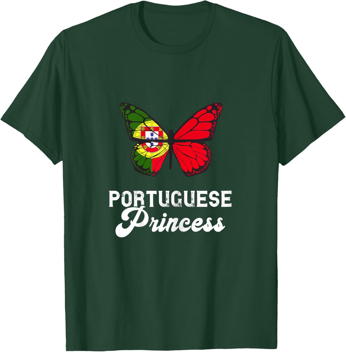 Portuguese Princess Proud Butterfly Portugal Flag Roots T-Shirt - T-Shirt | Forest