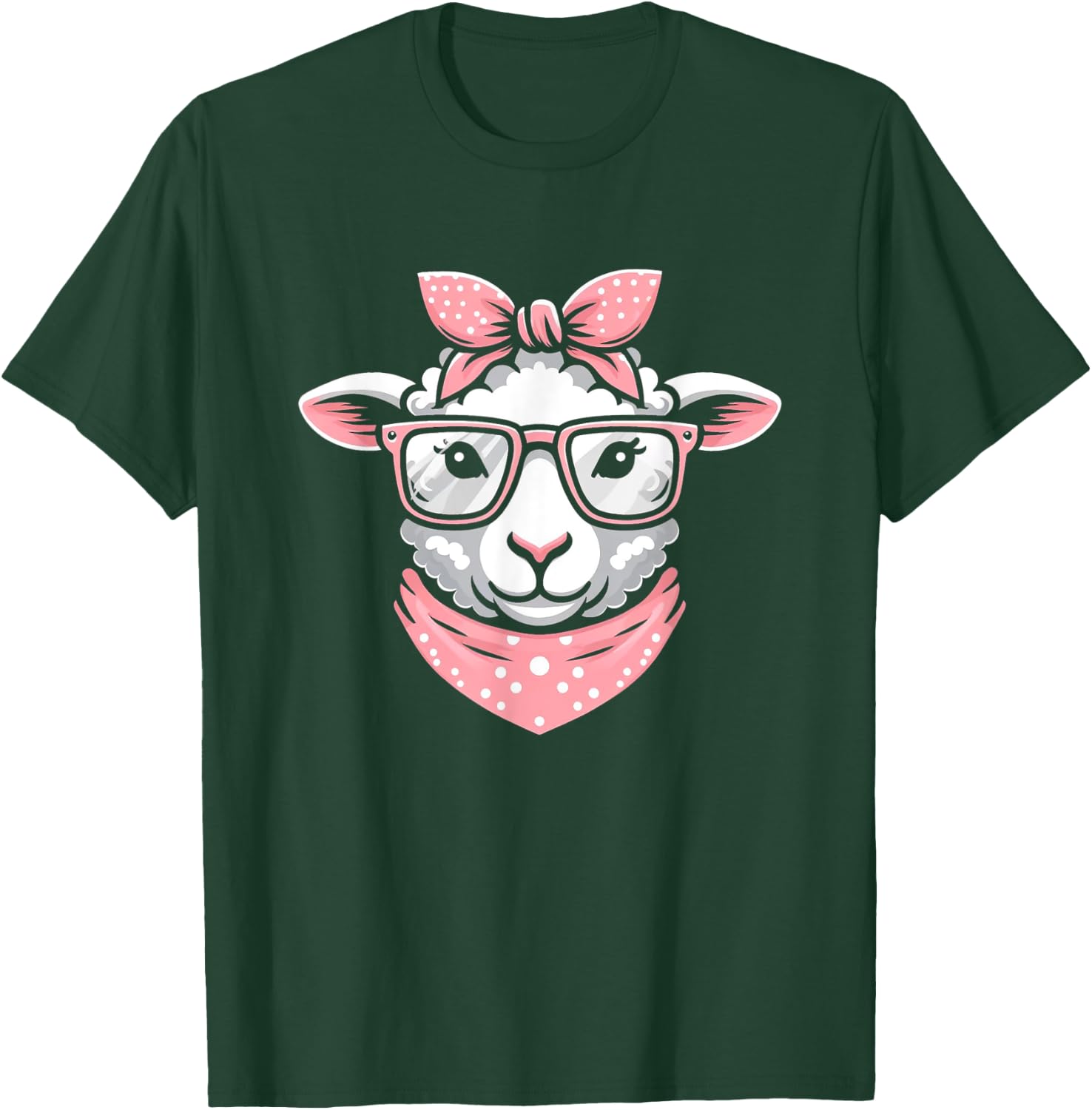 Sheep Pink Bandana Glasses T-Shirt - T-Shirt | Forest