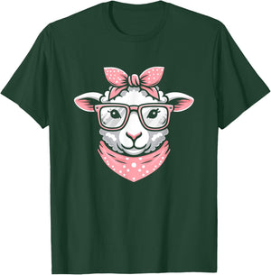 Sheep Pink Bandana Glasses T-Shirt - T-Shirt | Forest