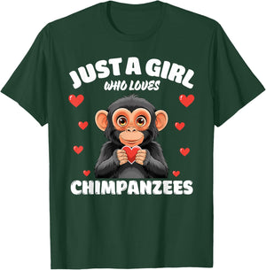 Just A Girl Who Loves Chimpanzees, Cute Chimpanzee Lovers T-Shirt - T-Shirt | Forest
