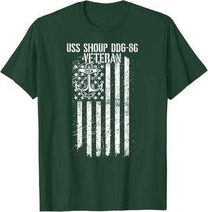 USS Shoup DDG-86 Destroyer Veteran T-Shirt - T-Shirt | Forest