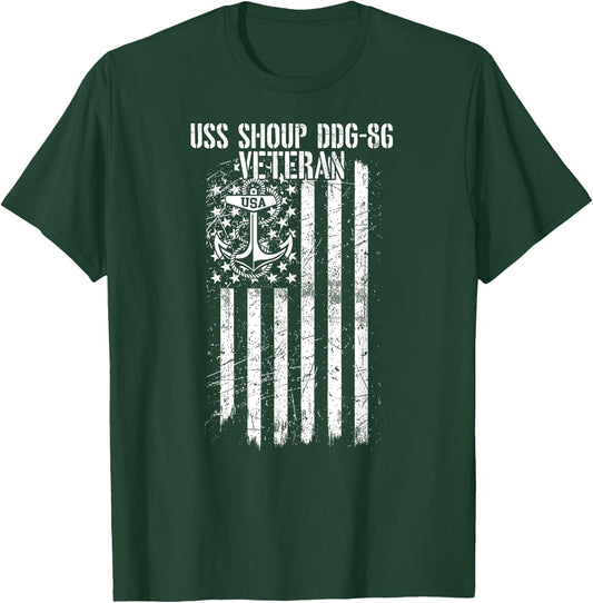 USS Shoup DDG-86 Destroyer Veteran T-Shirt - T-Shirt | Forest