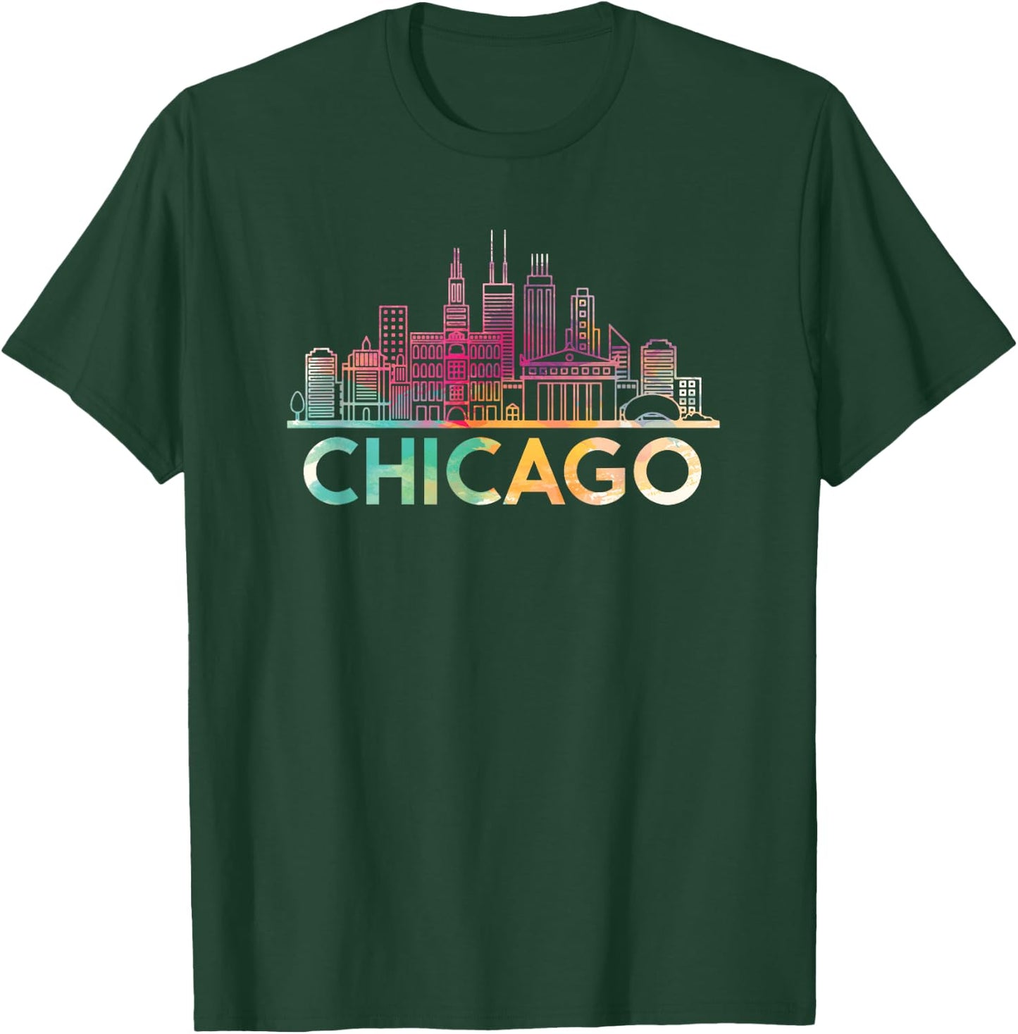 Chicago Illinois Skyline Shirt City Souvenir Women Girls T-Shirt - T-Shirt | Forest
