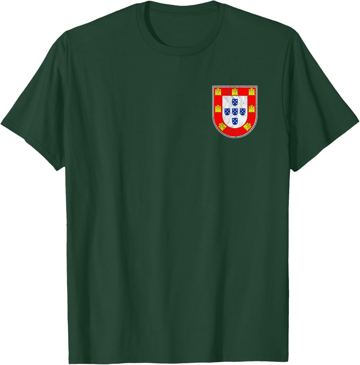 Portugal Quinas - Portuguese Flag Distressed Front & Back T-Shirt - T-Shirt | Forest