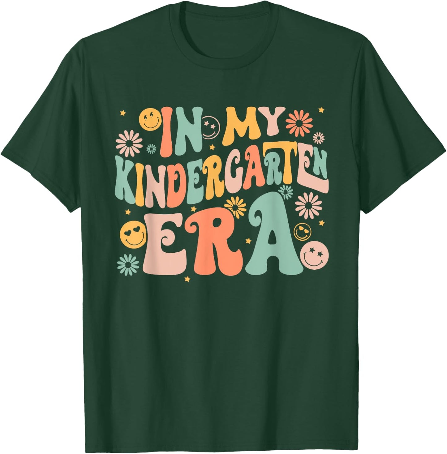 In My Kindergarten Era Retro Back to School Teacher Student T-Shirt - T-Shirt | Forest
