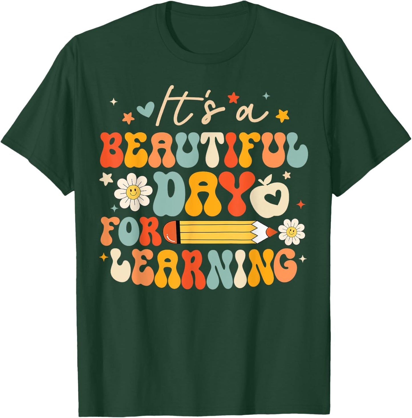 It's Beautiful Day For Learning Back To School Retro Teacher Women Kids T-Shirt - T-Shirt | Forest
