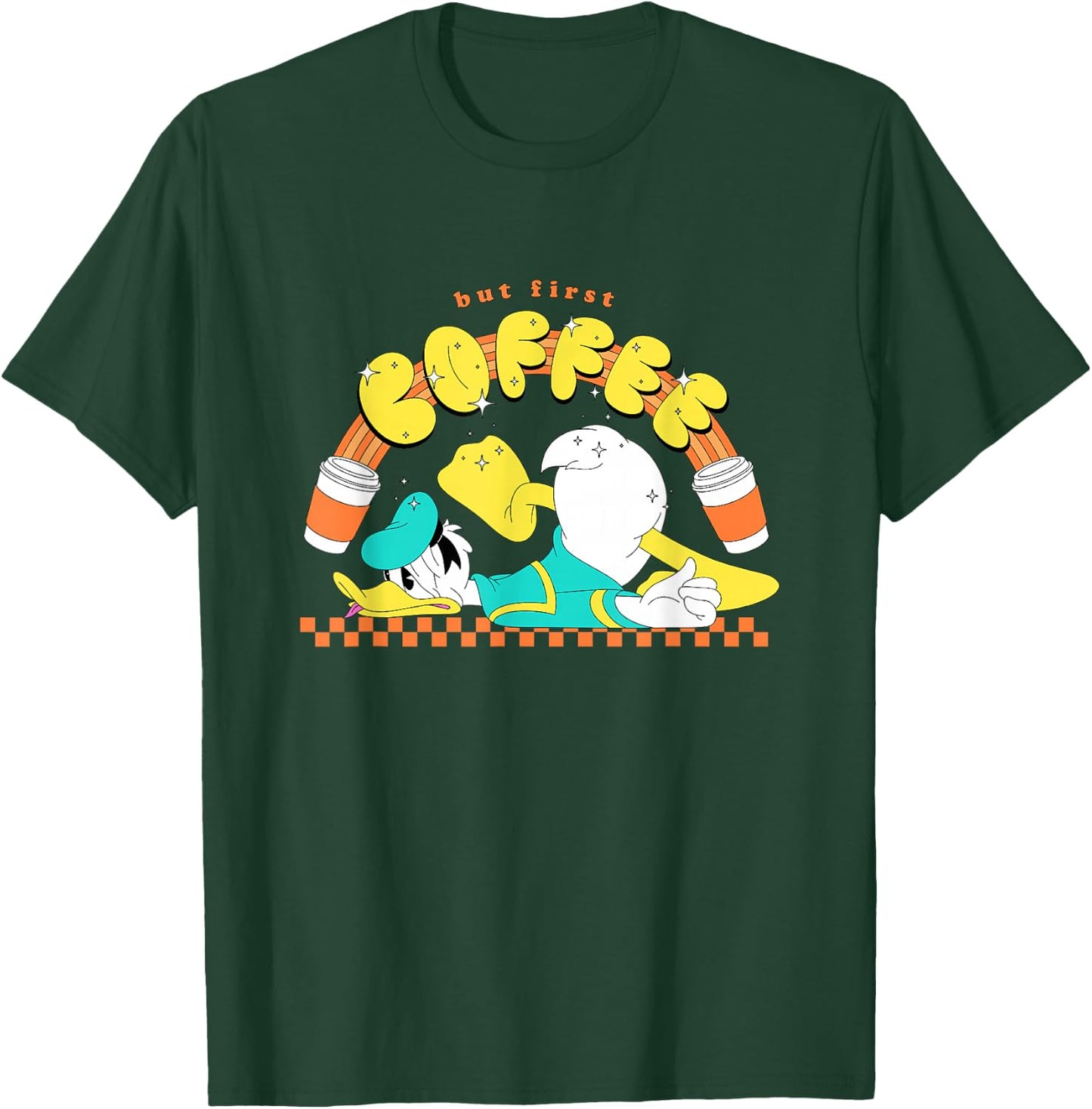 Disney Mickey And Friends Donald But First Coffee Chest Logo T-Shirt - T-Shirt | Forest