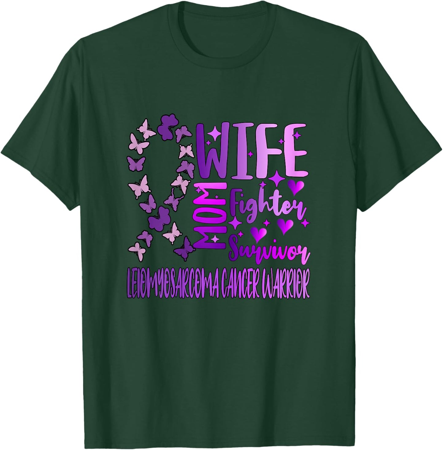 Leiomyosarcoma Cancer Wife Mom Warrior LMS Purple Ribbon T-Shirt - T-Shirt | Forest