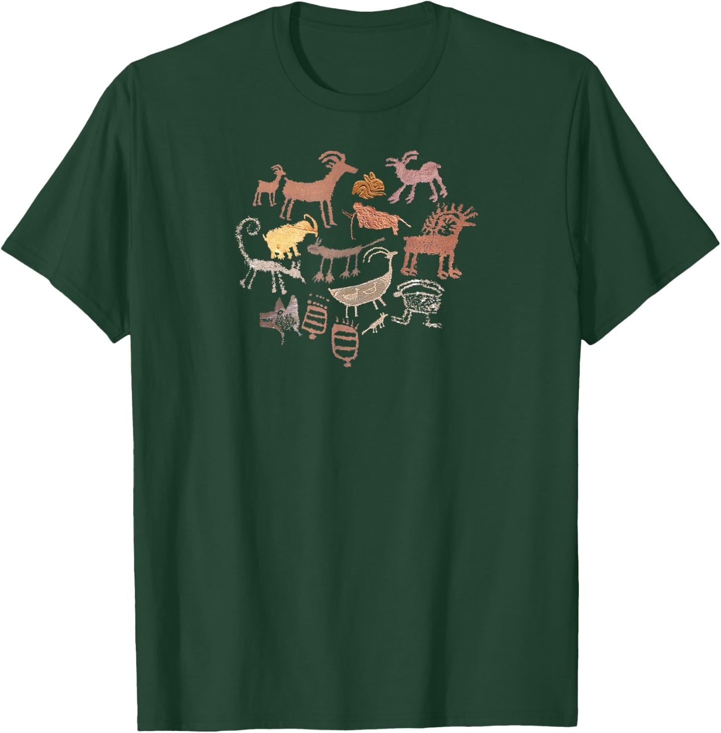 Animal Petroglyphs. Rock Art. T-Shirt - T-Shirt | Forest