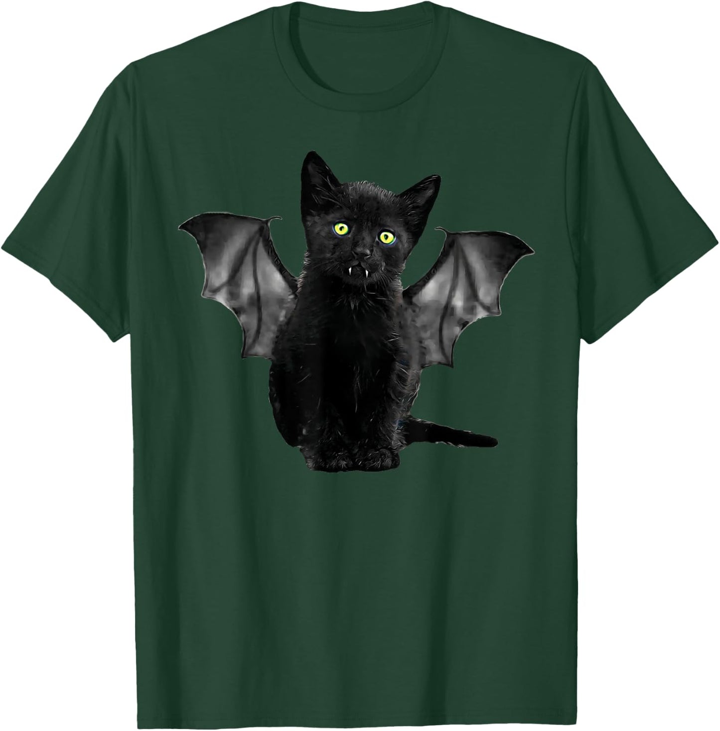 Halloween Batcat Black Cat Kitten Bat Funny Design T-Shirt - T-Shirt | Forest