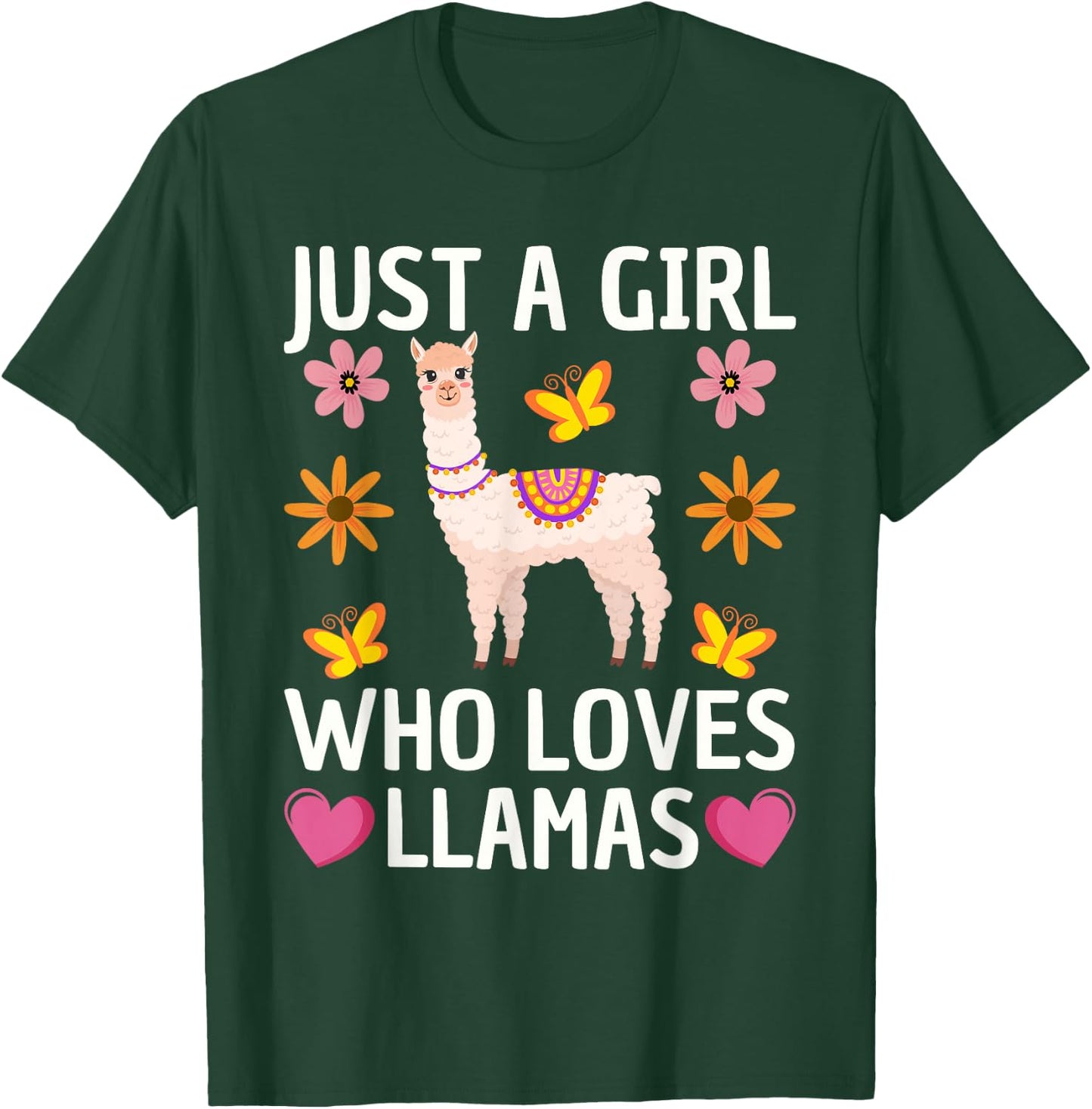 Cute Llama Girls Farming Llama Lovers Alpaca Farm T-Shirt - T-Shirt | Forest