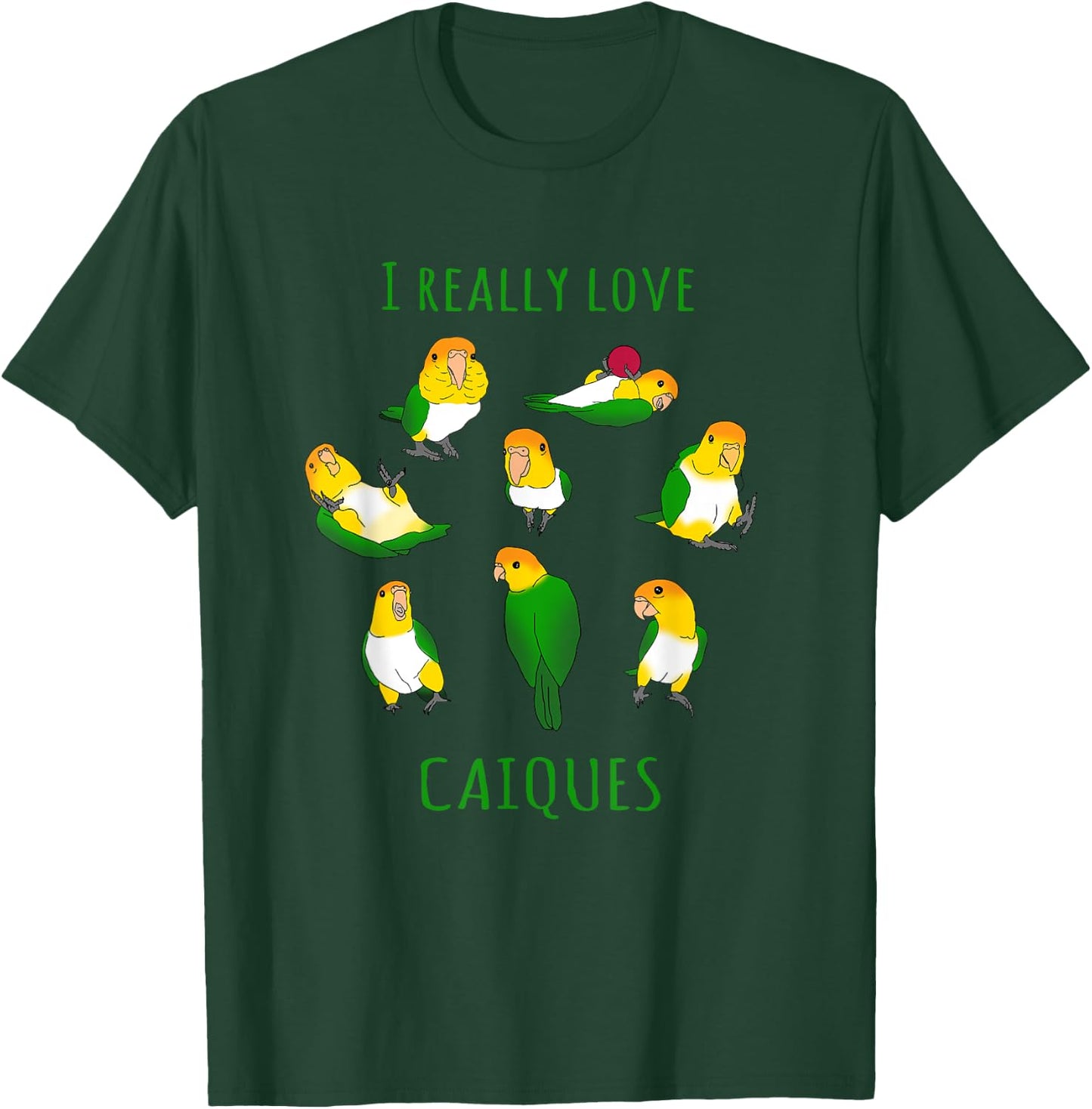 Birb Memes Parrot Lovers Doodle I really Love Caiques T-Shirt - T-Shirt | Forest