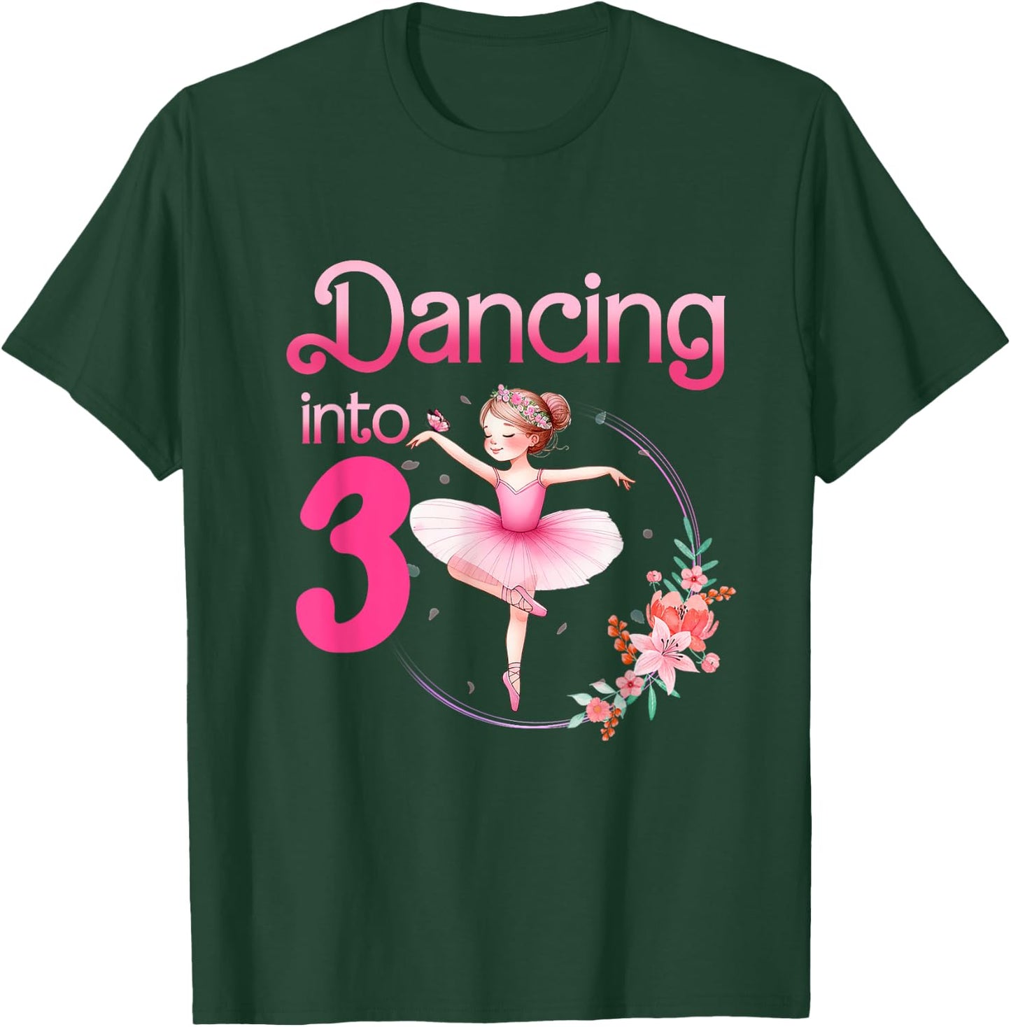 Dancing Into 3 Ballerina 3rd Birthday Party Ballet Girls T-Shirt - T-Shirt | Forest
