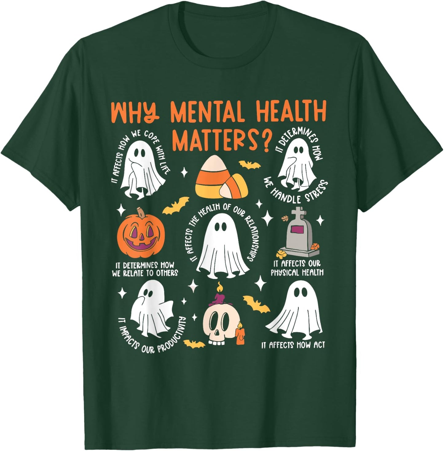 Mental Health Ghost Halloween Therapist School Psychologist T-Shirt - T-Shirt | Forest