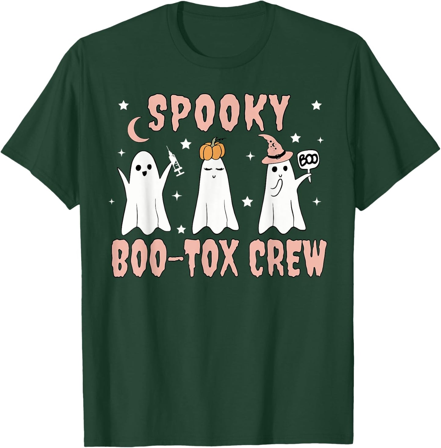 Ghost Spooky Boo-tox Crew Aesthetic Nurse Injector Halloween T-Shirt - T-Shirt | Forest