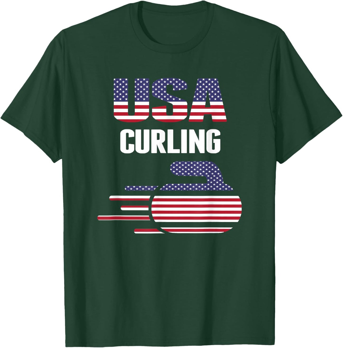 USA Team Curling Rock Jersey - Vintage Winter Sports Lovers T-Shirt - T-Shirt | Forest